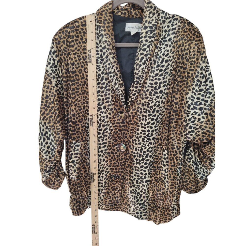 Vintage Jade of the East Jacket Leopard Print Pockets Button Light Weight - Picture 6 of 16